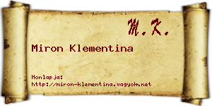 Miron Klementina névjegykártya